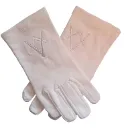 Gants Maçonniques Brodés Blc/Blc Equerre-Compas