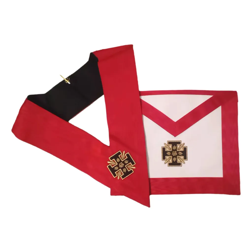 [D008-B020] Ensemble Tablier + Sautoir 18em REAA Chevalier Rose Croix