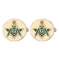 [F012] Bouton de Manchettes Equerre Compas G Argenté
