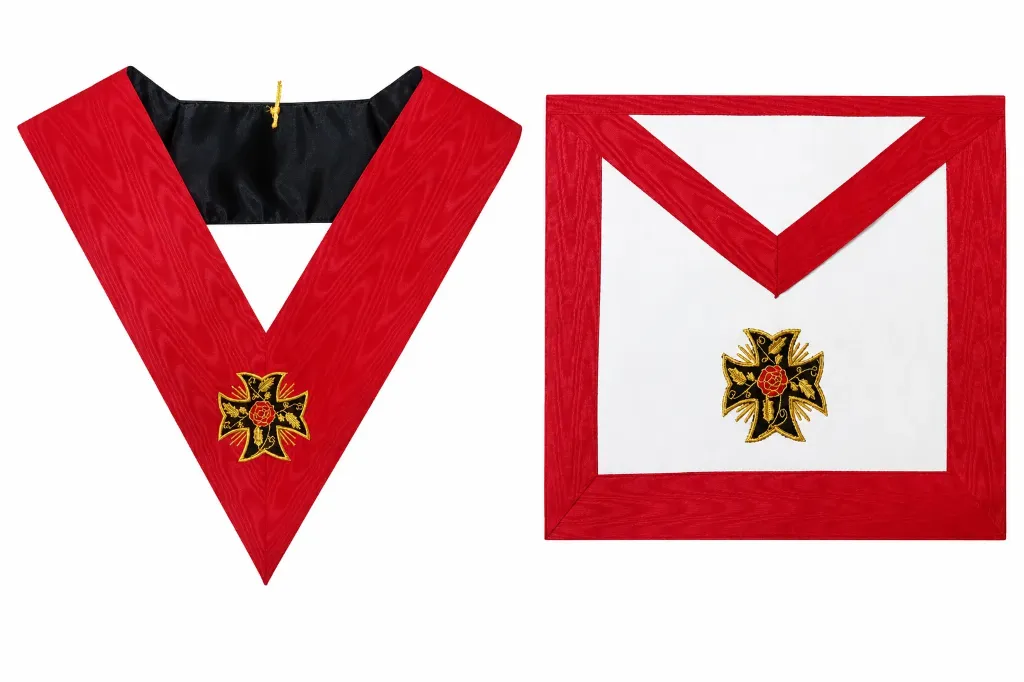 Ensemble Tablier + Sautoir 18em REAA Chevalier Rose Croix