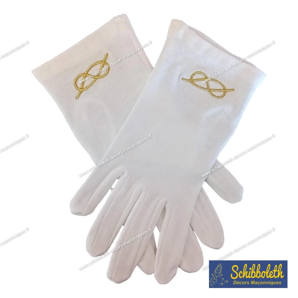 Gants Maçonniques Brodés Lac d'Amour Or