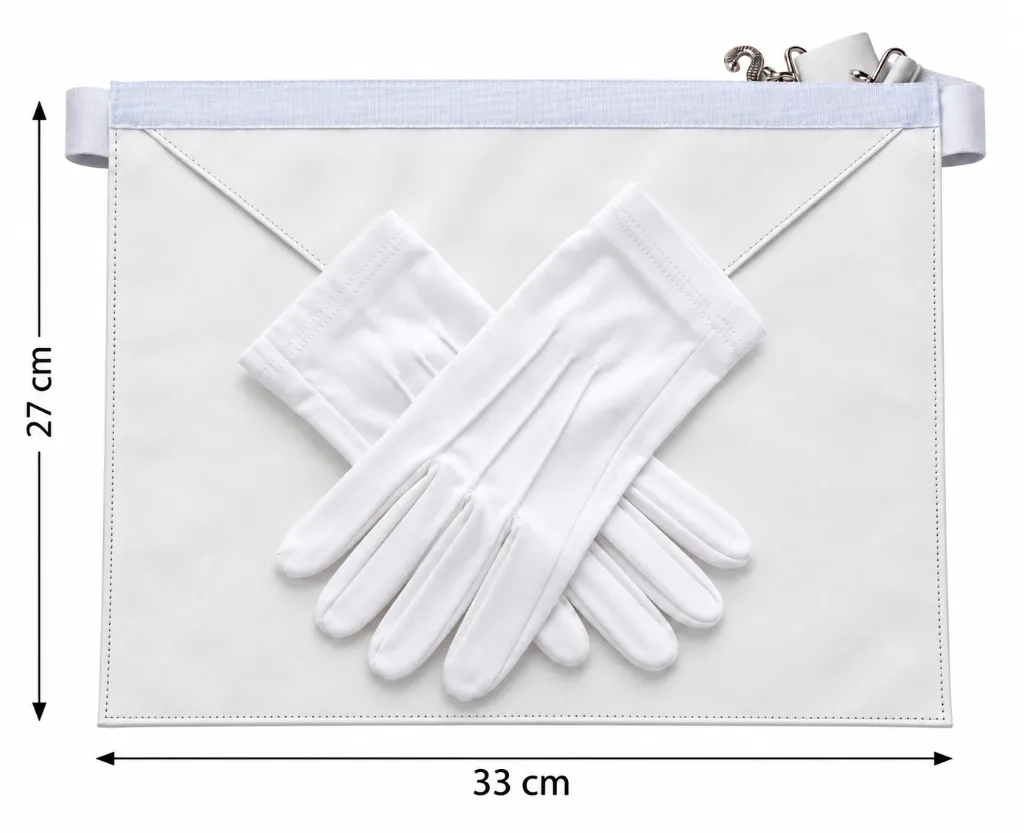 Ensemble Tablier Apprenti - Compagnon + Gants - Dimensions 33 cm L x 27 cm H - Sans moiré